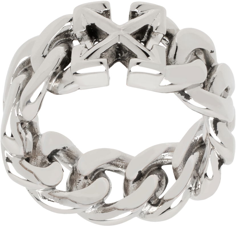 Ring Off-White Chain Ring with Arrow Accent Metalisk | OMOC07DC99MET0017200