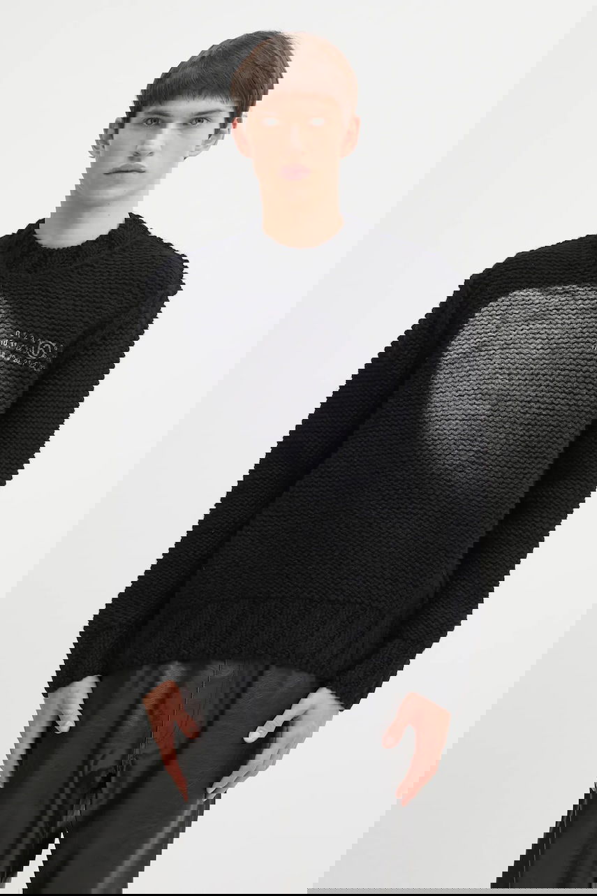 Sweater Maison Margiela Chunky Knit Sweater with Distressed Spotlight Effect and Signature Numbering Logo Sort | SH2HL0029.M13173.900S, 0