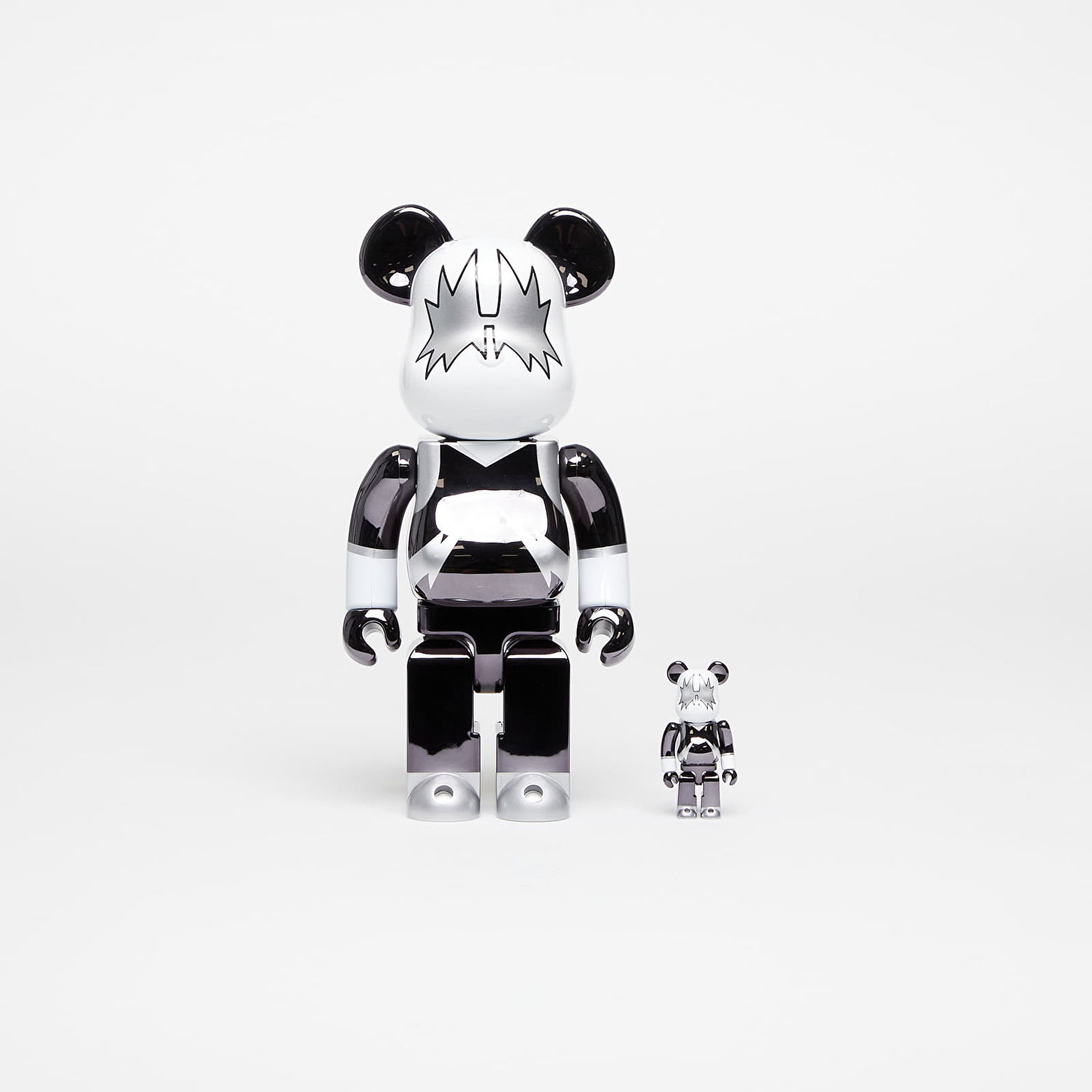 Collectible Medicom Toy BE@RBRICK KISS SPACE MAN CHROME 100% & 400% Set Sort | MT_0039, 0