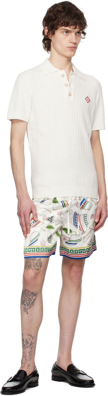 Shorts Casablanca Casablanca 'Le Vase Brise' Silk Shorts Hvid | MPS25-TR-012-02, 3