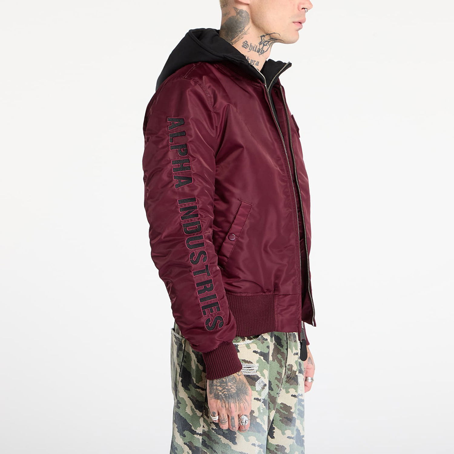 Bomberjakke Alpha Industries MA-1 D-Tec Sleeve Embroidery Bomber Jacket Bourgogne | 133104-608, 1