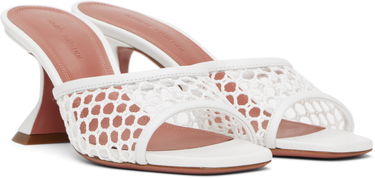 Skopleje Amina Muaddi Amina Muaddi Lupita Net 70 Heeled Sandals Hvid | LUPITA NET 70, 3