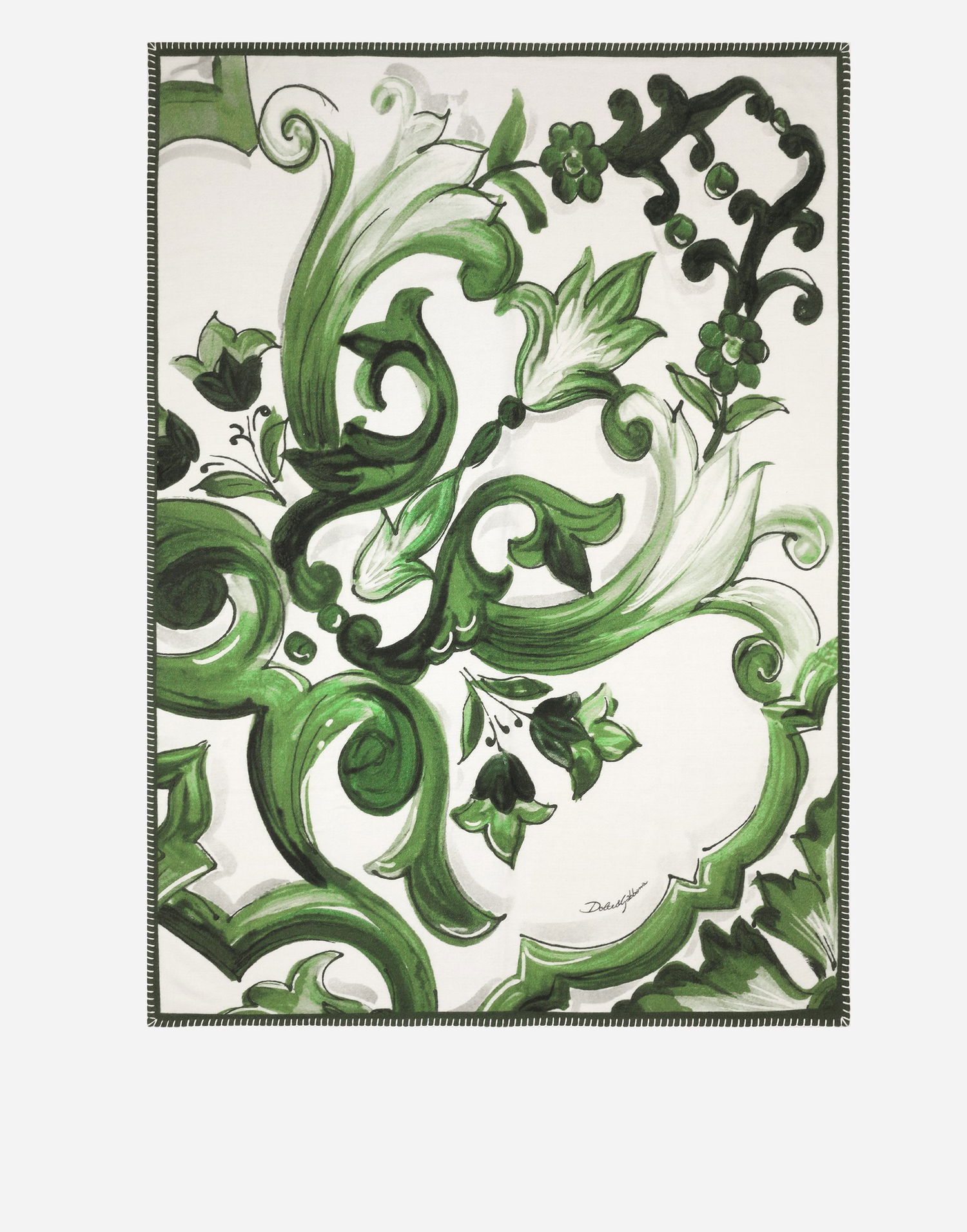 Home decor Dolce & Gabbana Dolce & Gabbana Silk And Wool Floral Scroll Blanket Grøn | TCE012TCAB6UV013, 0