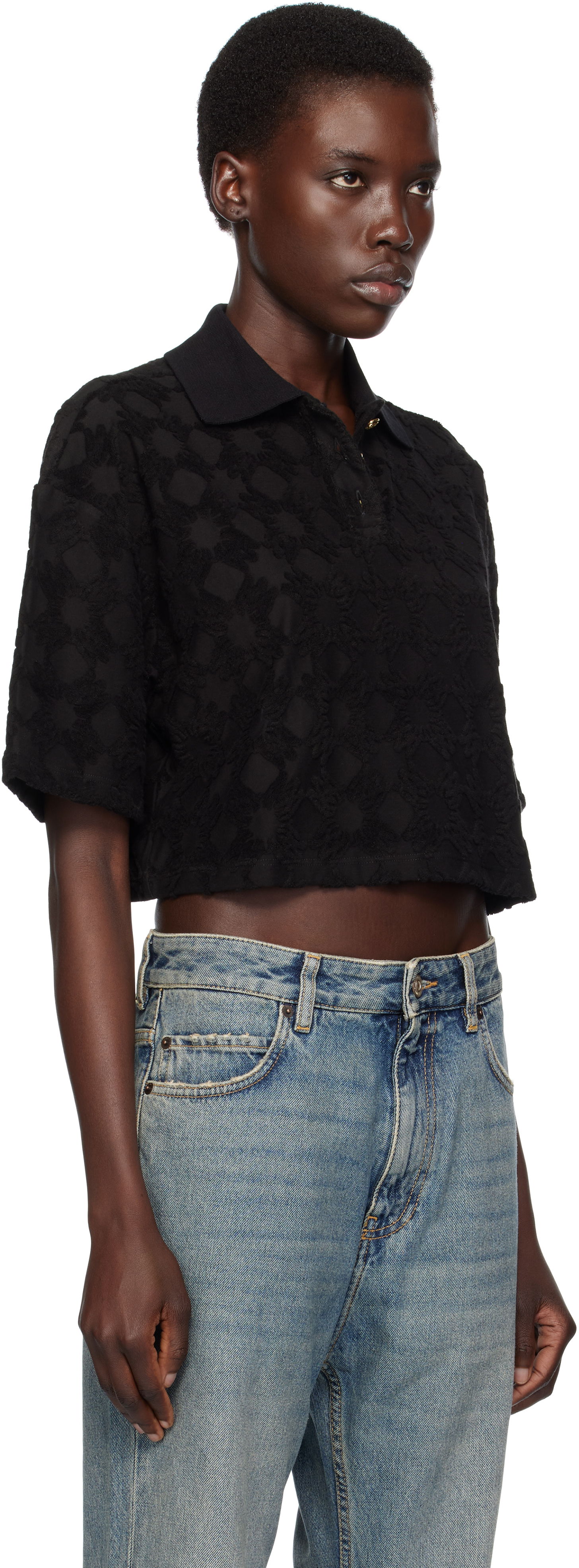 Polo skjorte AMIRI AMIRI MA Quad Toweling Cropped Polo Sort | AWJYPO1009, 1