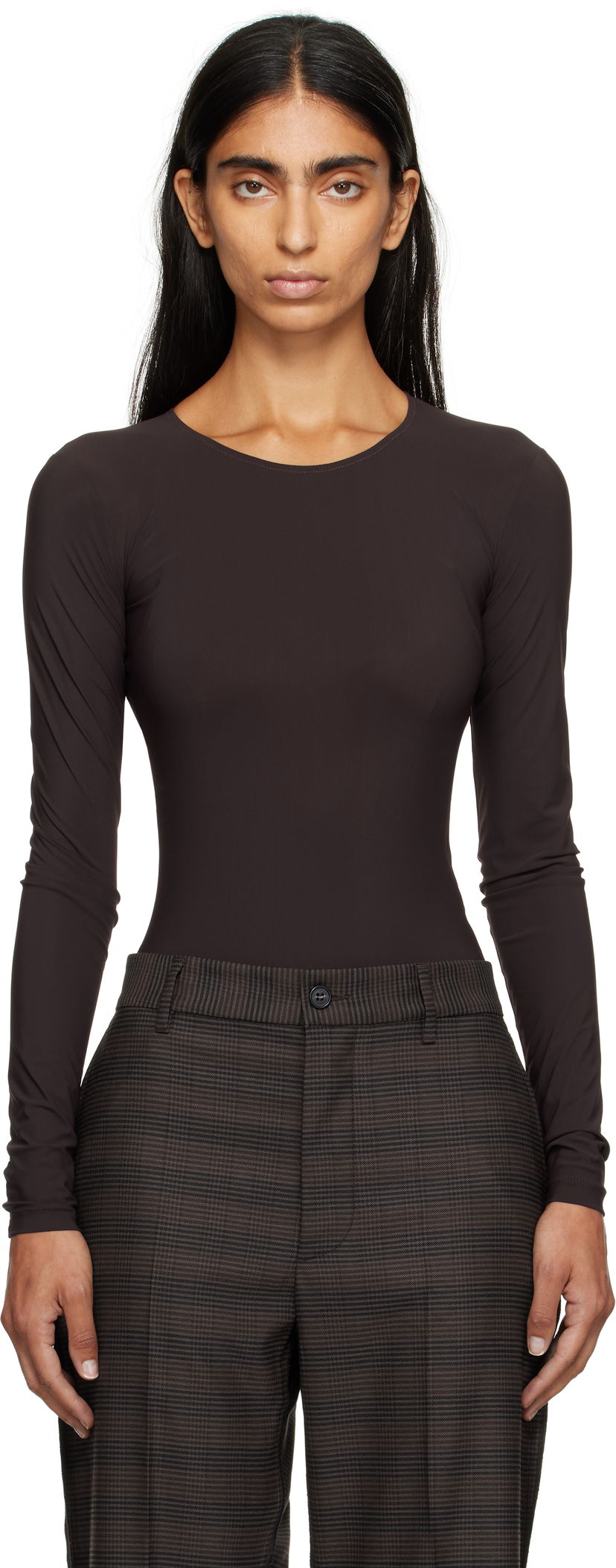 Krop Maison Margiela MM6 Maison Margiela Jersey Bodysuit Brun | S62NA0085 S20518