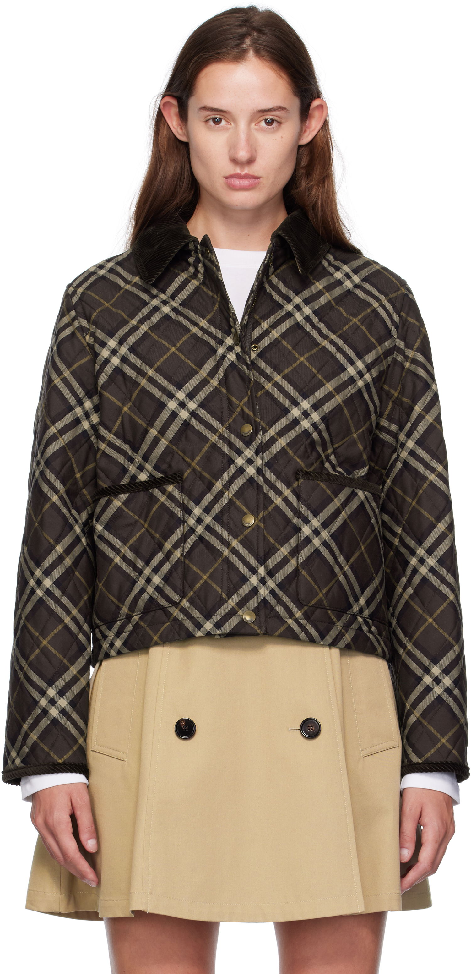Jakke Burberry Burberry Oldham Plaid Quilted Jacket Brun | 8115975, 0