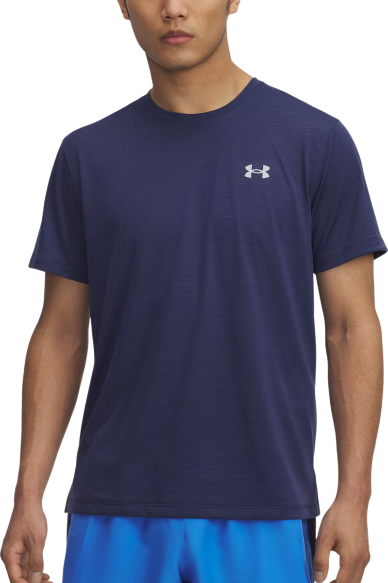 T-shirt Under Armour LAUNCH Striped Short Sleeve T-Shirt Mørkeblå | 1382582-403