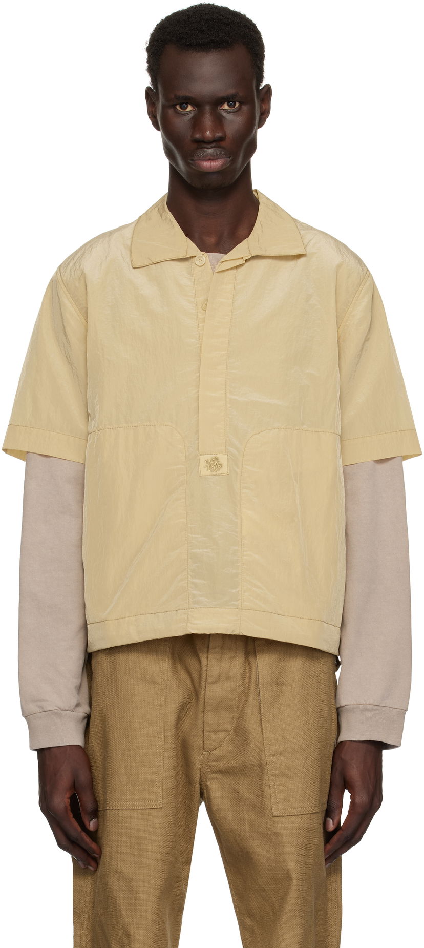 Polo skjorte Ranra RANRA Foreger Shiny Nylon Polo Beige | AMSS25PO02551