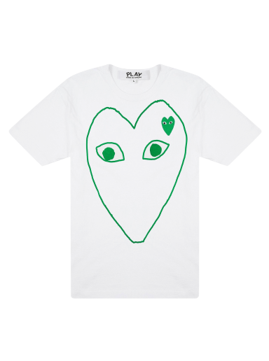 T-shirt Comme des Garçons PLAY Green Emblem Outline T-Shirt Hvid | az t104 051 1