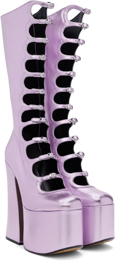 Skopleje Marc Jacobs Marc Jacobs 'The Metallic Kiki' Knee-High Platform Boots Lilla | 2R4FBO001F01, 3