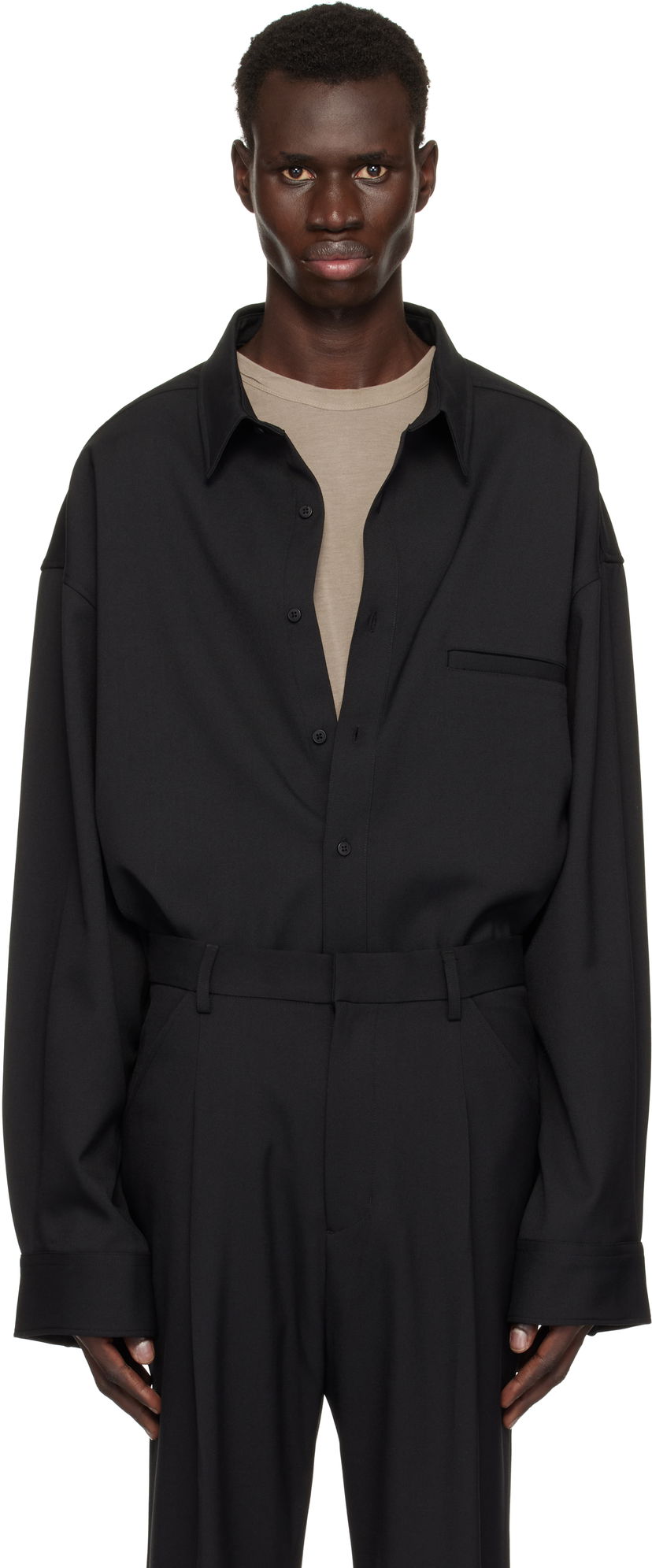 Skjorte Entire Studios Giant Wool Oversized Shirt Sort | ES2597BL
