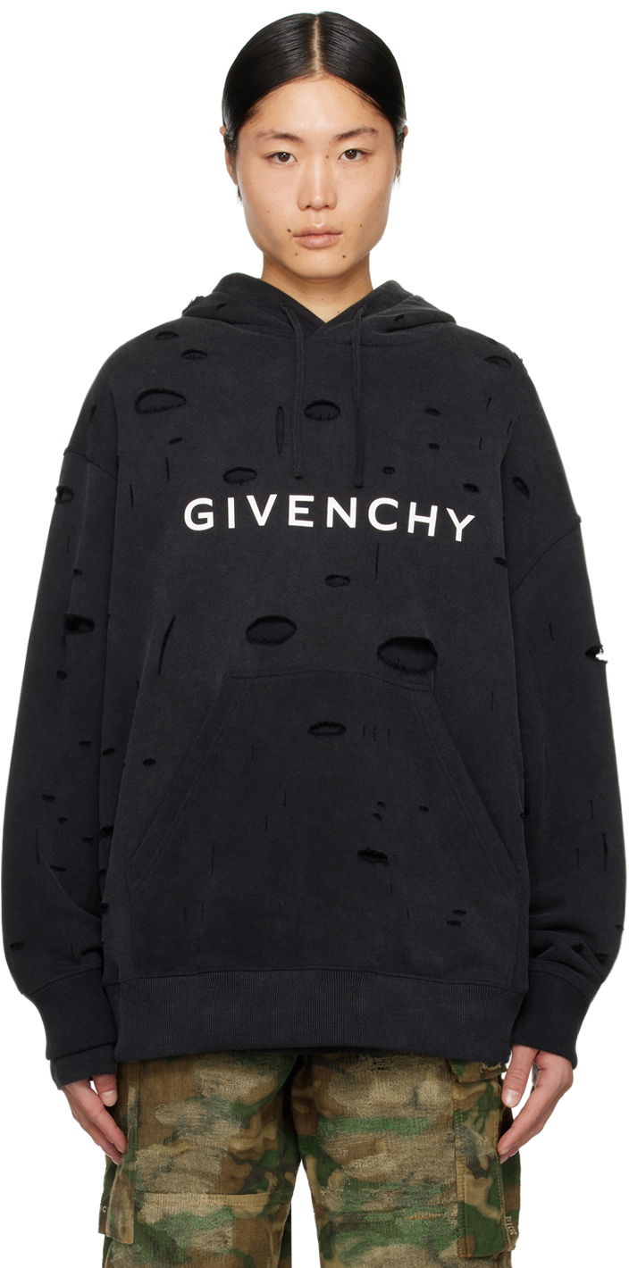 Sweatshirt Givenchy Cutout Hoodie Sort | BMJ0JE3Y9W011, 0