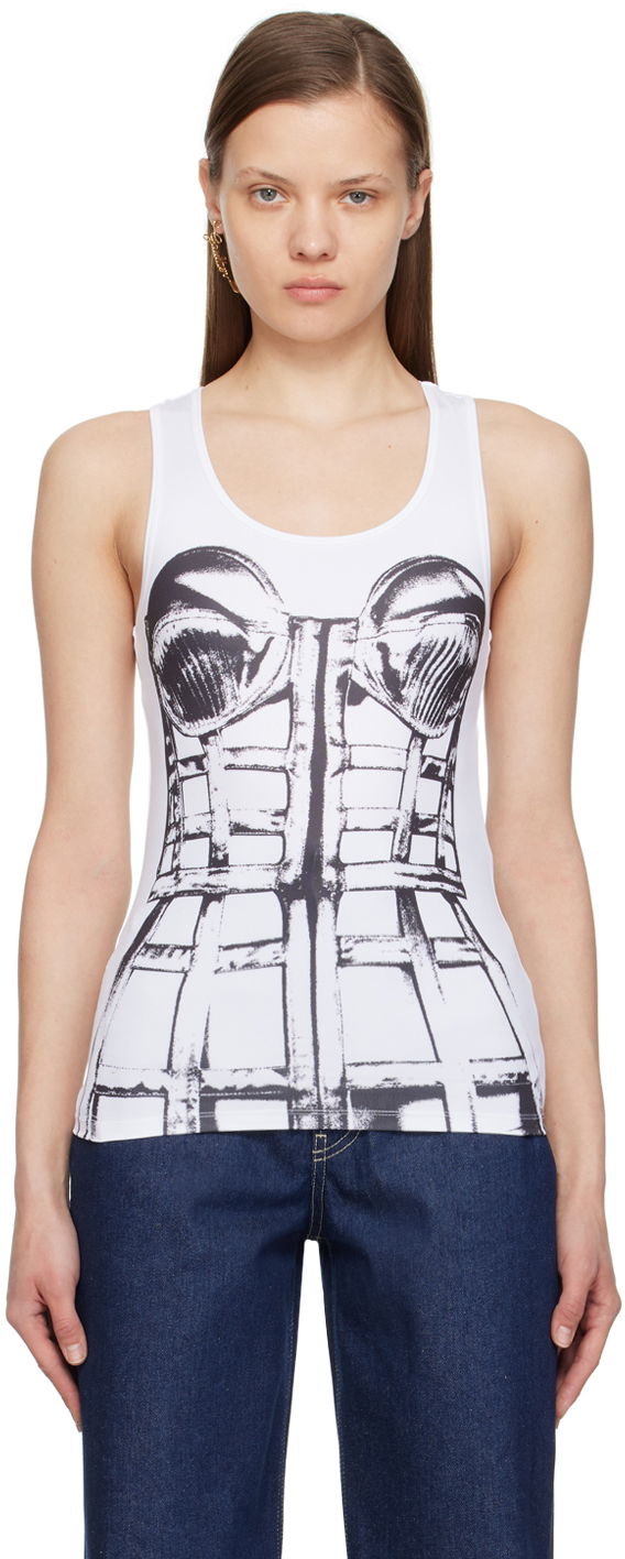 Tanktop Jean Paul Gaultier Jean Paul Gaultier Trompe L'oeil Graphic Tank Top Hvid | 24/25-F-TO185-J550-0100