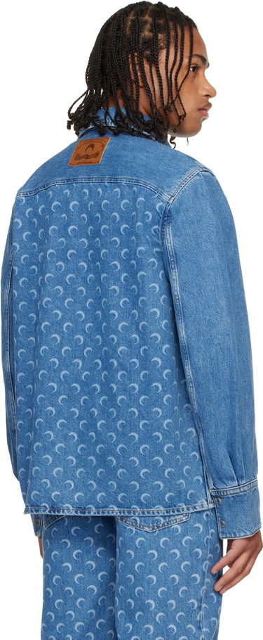 Skjorte Marine Serre Marine Serre Moon Laser Denim Shirt Blå | USI035ACDEN0002, 2