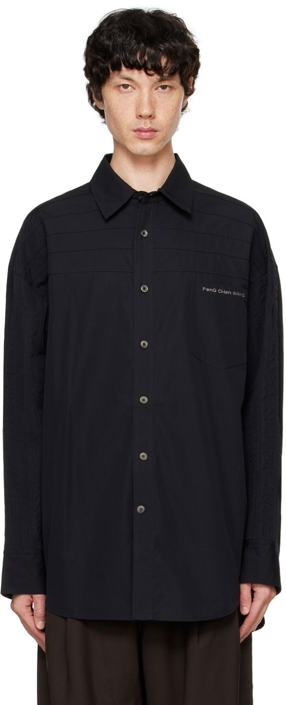 Skjorte Feng Chen Wang Feng Chen Wang Pleated Shirt Sort | FUF18SR04B, 0