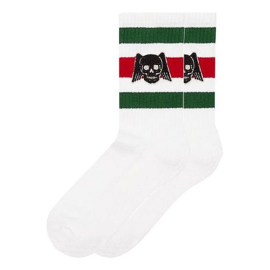 Sokker Gucci Gucci Flying Skull Embroidered Stockings Hvid | 553123-4G490-9066