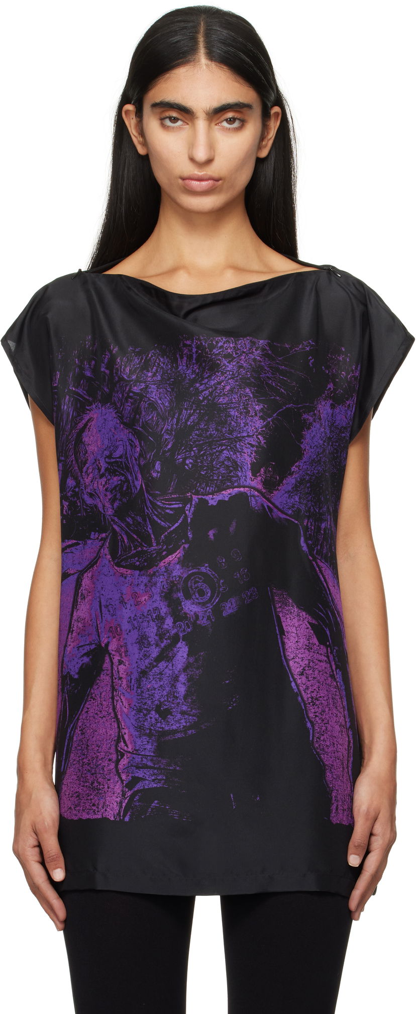 T-shirt Maison Margiela Printed Blouse Sort | S62NC0165 M35246