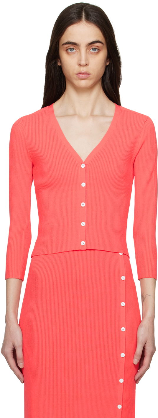 Sweater rag & bone rag & bone Asher Ribbed Knit Cardigan Rød | WAS23S025YL25