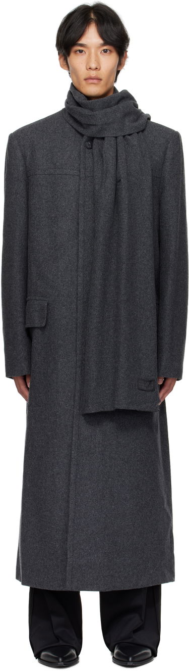 Frakker Maison Margiela Long Felted Coat with Draped Scarf Grå | SH0AA0012 M35473, 0