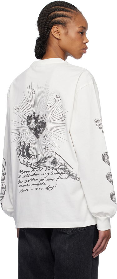 T-shirt GANNI GANNI Future Heavy Long Sleeve T-Shirt Hvid | T4064, 2