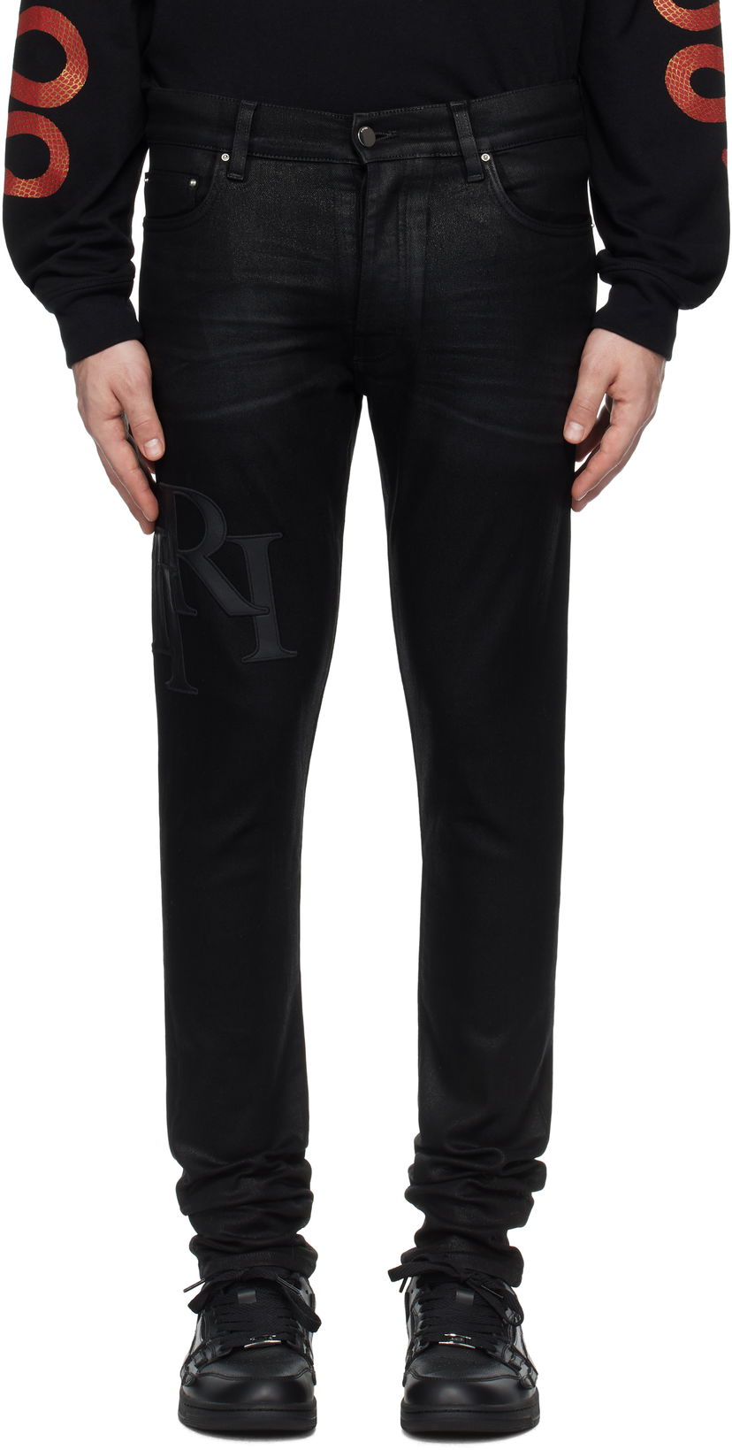 Jeans AMIRI Amiri Skinny Jeans With Staggered Logo Sort | AMDNSY1140