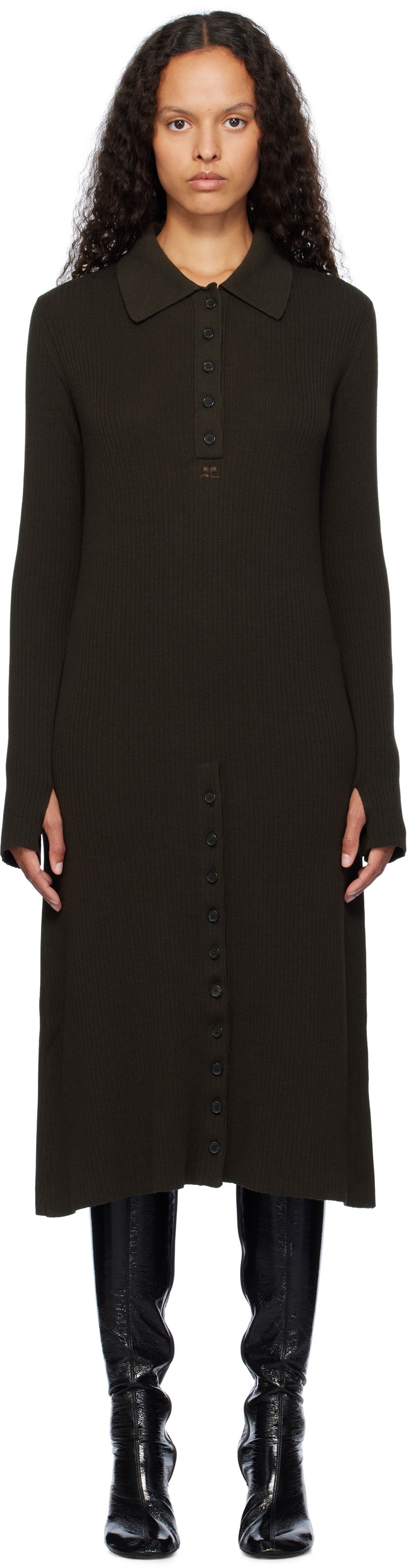 Sweater Courrèges Courrèges Midi Polo Dress Grøn | 324MRO468FI0049