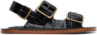 Jil Sander Croc-Embossed Leather Slingback Sandals