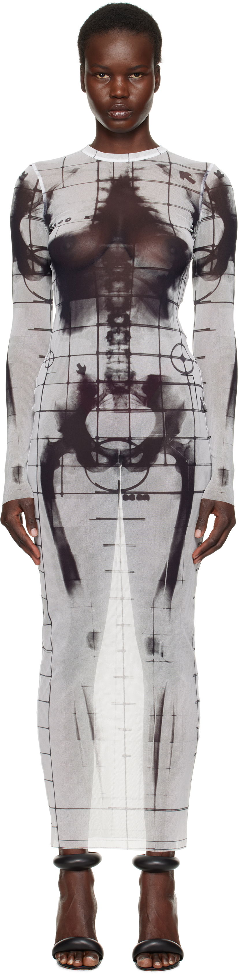 Kjole Jean Paul Gaultier Jean Paul Gaultier 'The Squeletor' Maxi Dress Hvid | 25/33-F-RO309-T580-0100