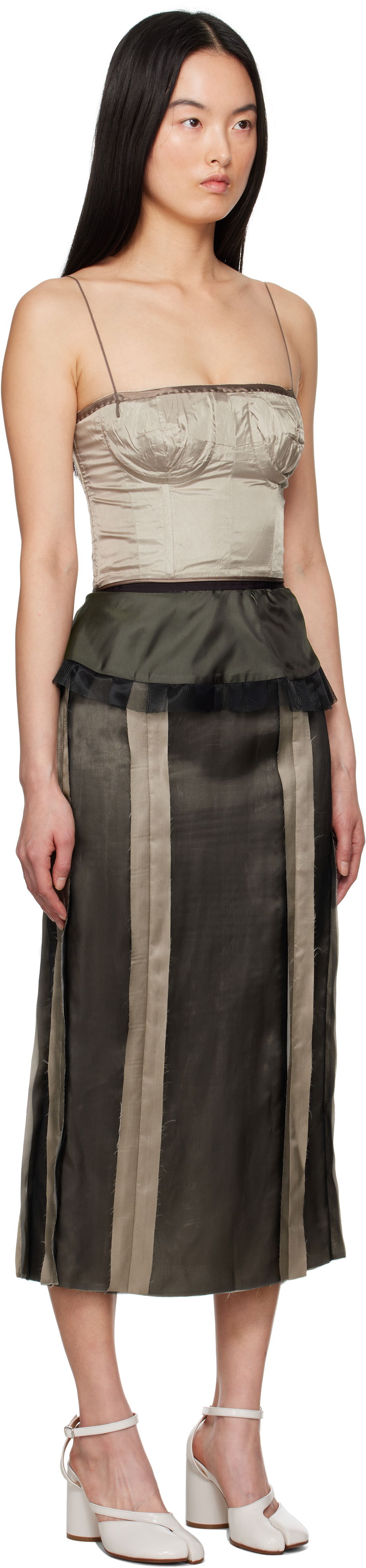Nederdel Maison Margiela Maison Margiela Silk Midi Dress with Peplum Grøn | S51DD0025 MTN057, 1