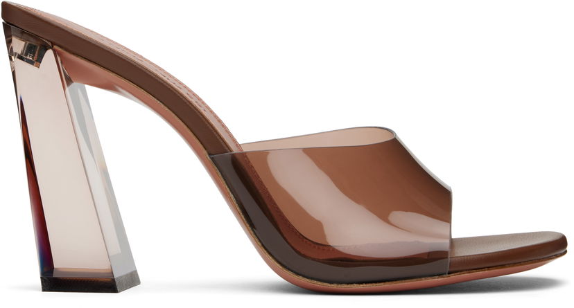 Sneakers og sko Amina Muaddi Brigitte Glass Heeled Sandals Brun | BRIGITTE GLASS SLIPPER PVC