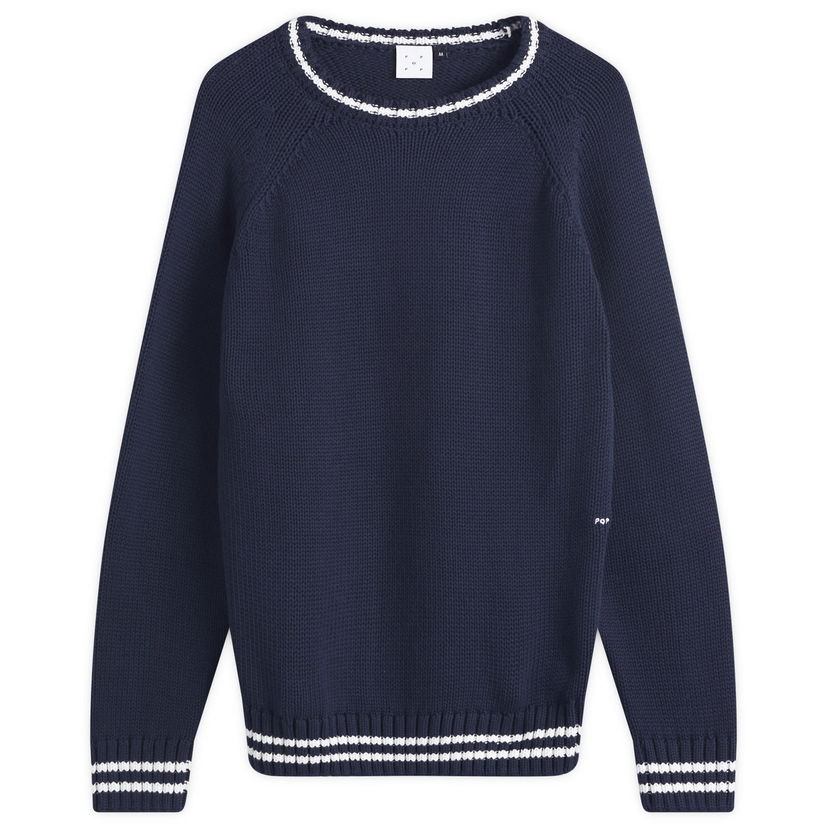 Sweater Pop Trading Company Knitted Logo Crew Sweater Mørkeblå | POPSS25-06-002