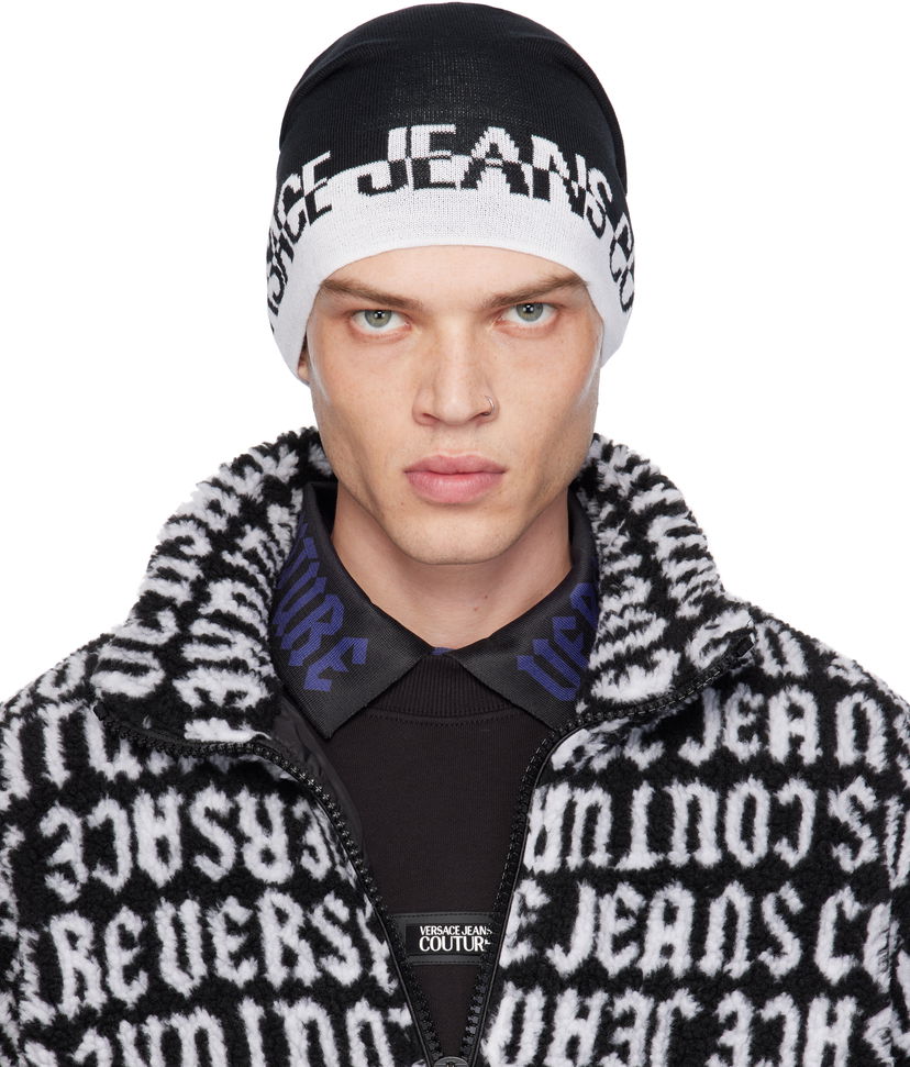 Beanie Versace Cut Logo Beanie Sort | E77GAZK57_EZG315