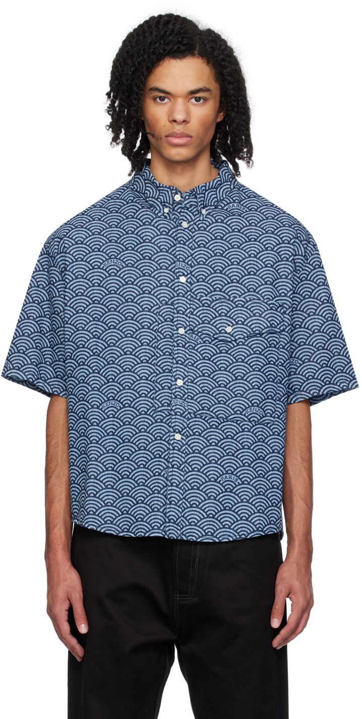 Skjorte KENZO Paris Seigaiha Denim Shirt Blå | FE55DC1016L1