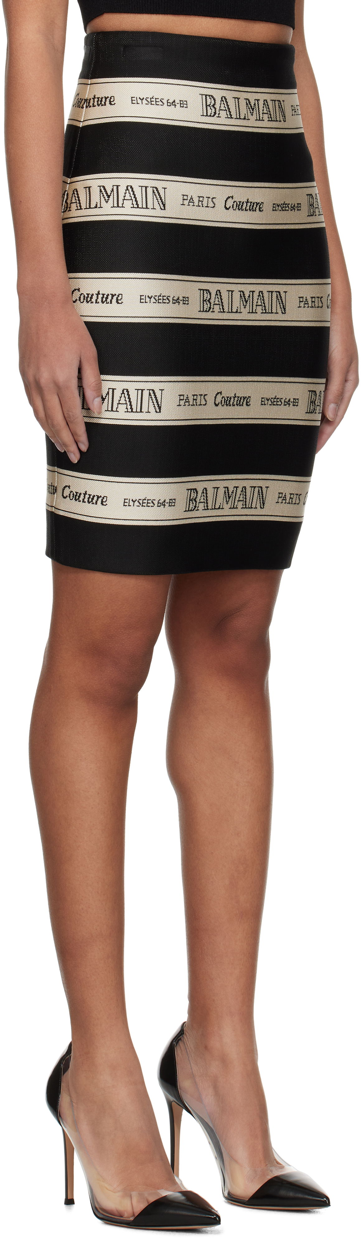 Nederdel Balmain Balmain Jacquard Miniskirt Sort | EF1LC245JJ95, 1