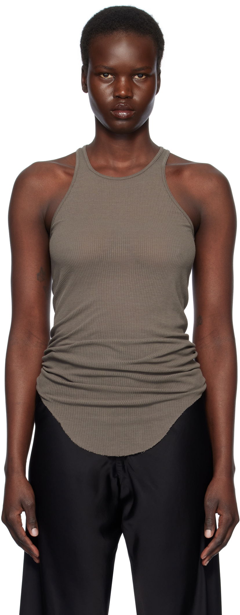 Tanktop Rick Owens Rick Owens Hollywood Basic Rib Tank Top Brun | RP01E7101 RC