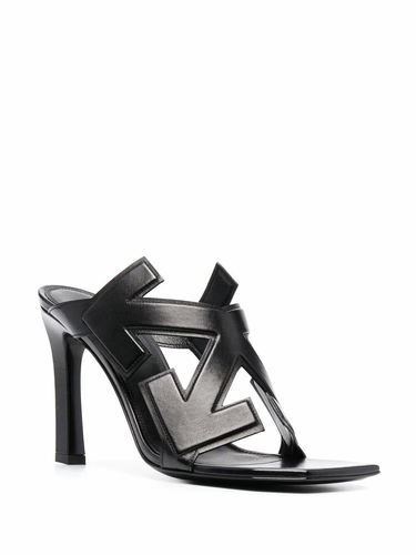 Sneakers og sko Off-White Off-White Arrow Leather Heeled Sandals Sort | OWIH010S21LEA0011000, 1