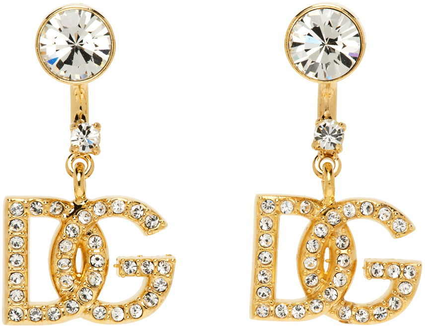 Øreringe Dolce & Gabbana Gold Crystal Logo Earrings Metalisk | WEN6L1 W1111, 0