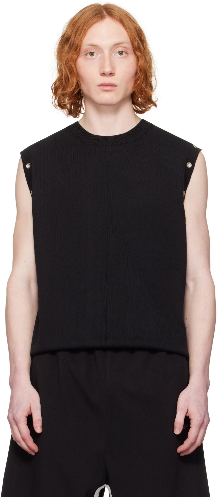 Tanktop We11done We11done Eyelet Knit Vest Sort | WD-KV0-25-677-M-BK