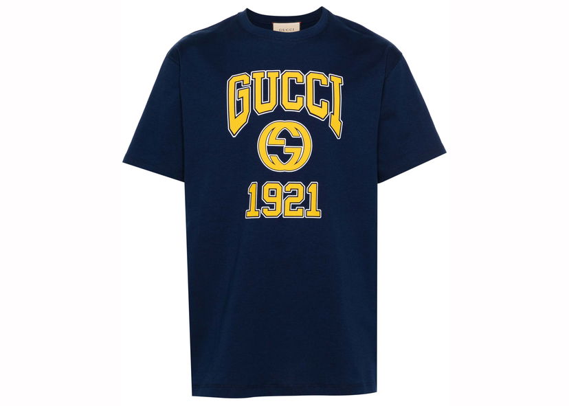 T-shirt Gucci Logo Print T-shirt Navy Blue Mørkeblå | 771758 XJF3R