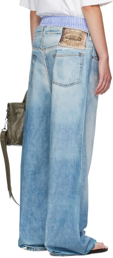 Bukser Acne Studios Acne Studios Printed Wide-Leg Trousers Blå | AK0918-, 2
