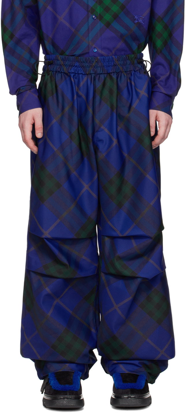 Joggingbukser Burberry Blue Check Sweatpants Blå | 8083372, 0