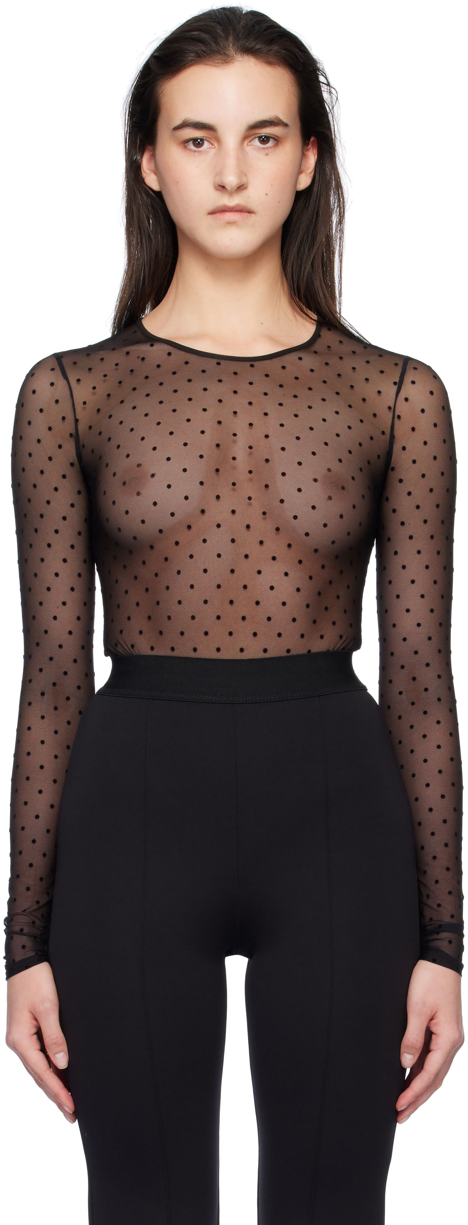 Tanktop WARDROBE.NYC Polka Dot Long Sleeve Bodysuit Sort | W1106F24PD, 0