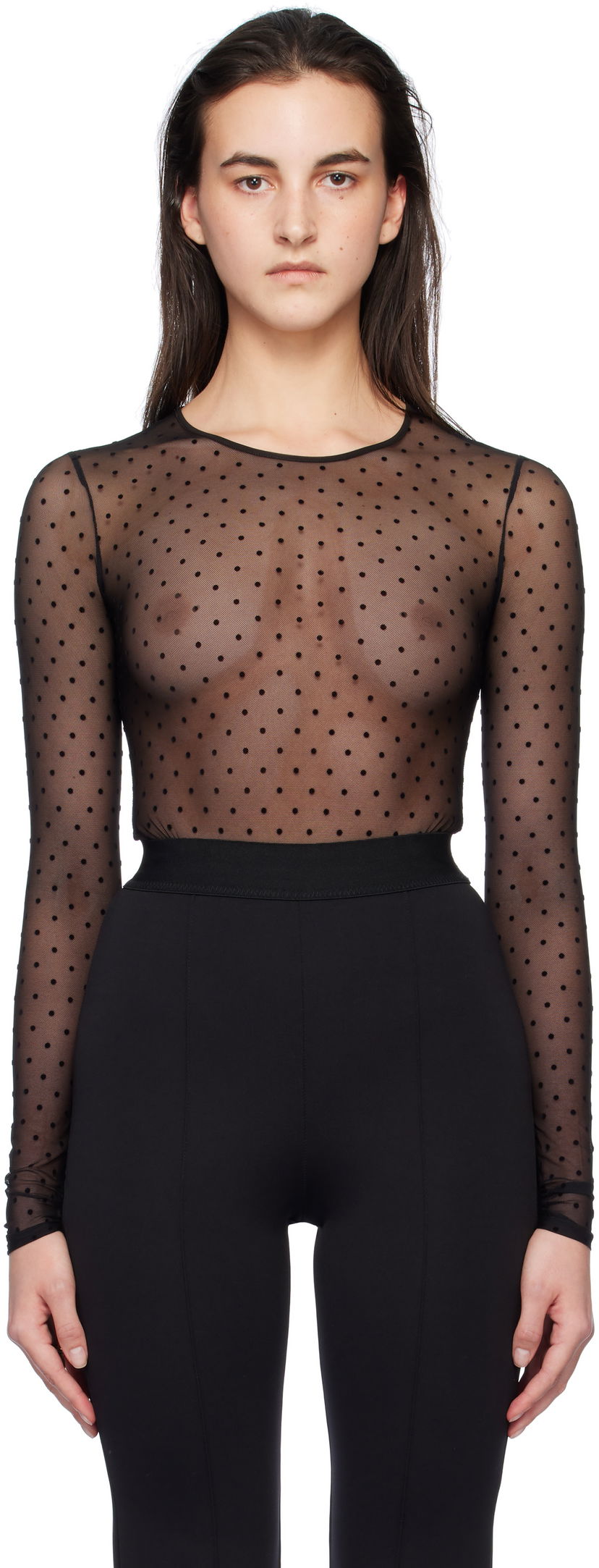 Tanktop WARDROBE.NYC Polka Dot Long Sleeve Bodysuit Sort | W1106F24PD