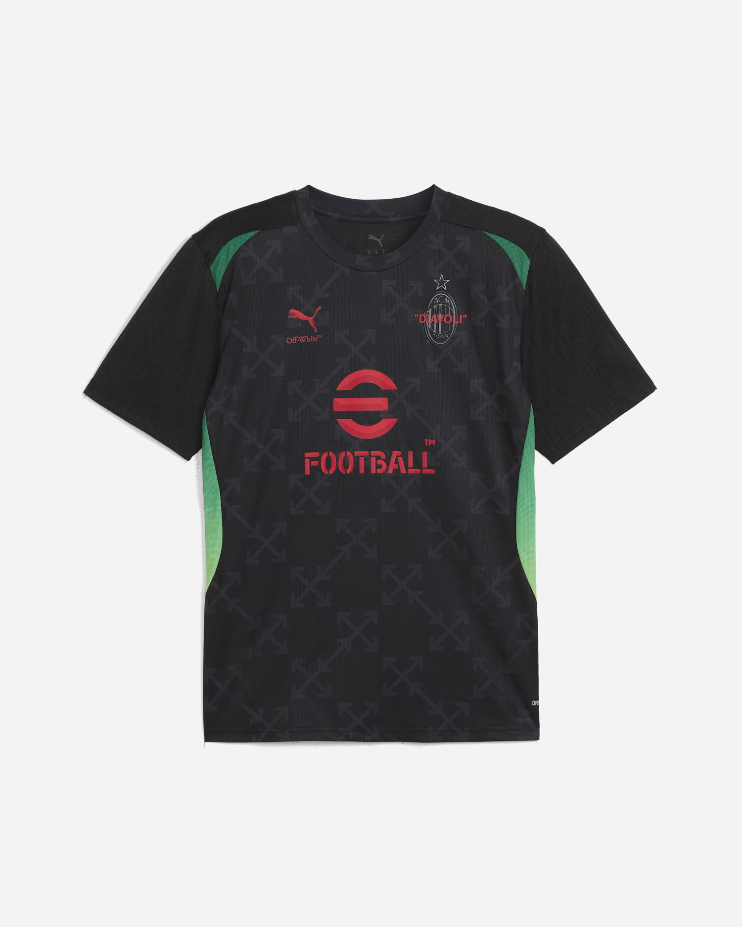 T-shirt Puma AC Milan x Off-White Prematch Jersey Black / Red Sort | 783005-04, 1