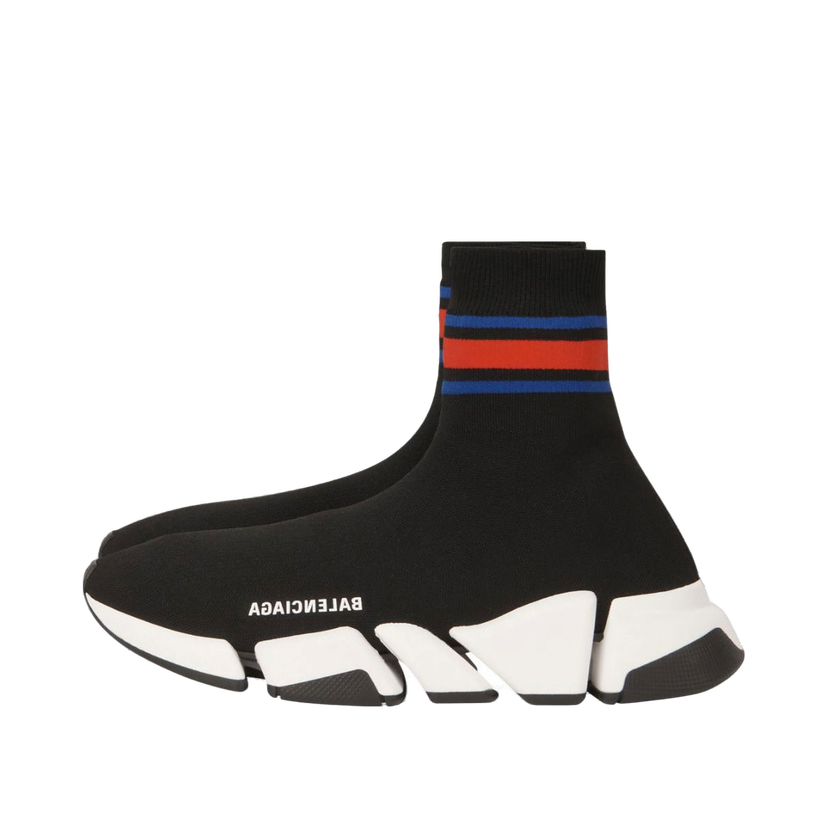 Sneakers og sko Balenciaga Speed 2.0 Black Blue Red Stripe Sort | 674617W2F611046