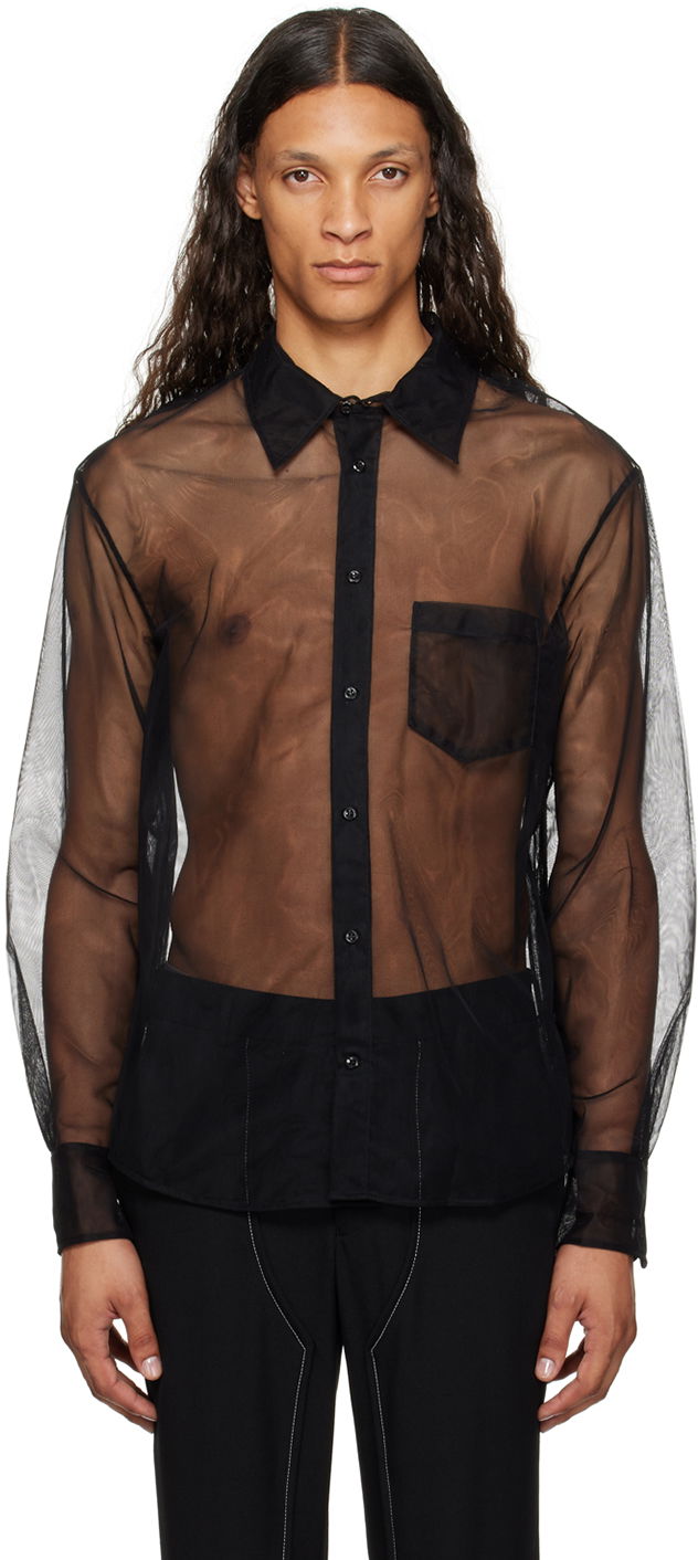 Skjorte Simone Rocha Simone Rocha Sheer Shirt Sort | 5289 0069
