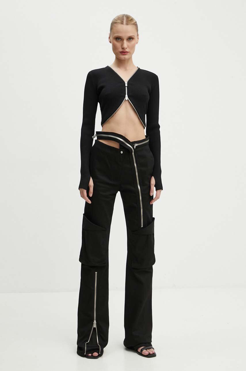 Bukser HELIOT EMIL Cutout High Waist Zipper Pants Sort | HE.W.10.124.BLK01, 1