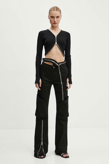 Bukser HELIOT EMIL Cutout High Waist Zipper Pants Sort | HE.W.10.124.BLK01, 1