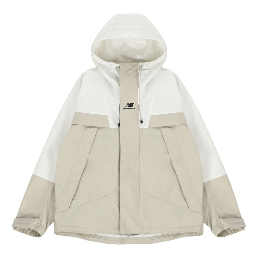 Vindjakke New Balance Colorblock Hooded Jacket Beige | 5AC14103-BEI