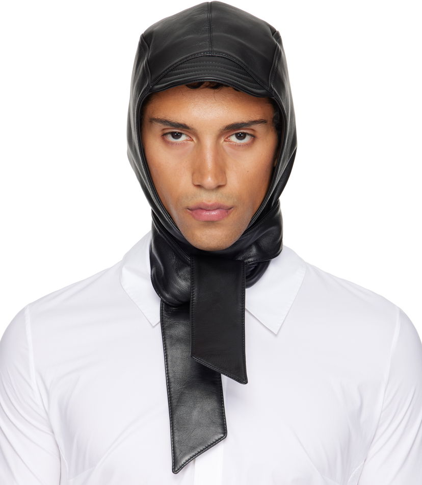 Hat Jean Paul Gaultier Jean Paul Gaultier Leather Hood Sort | 25/03-U-AC024-L030-00